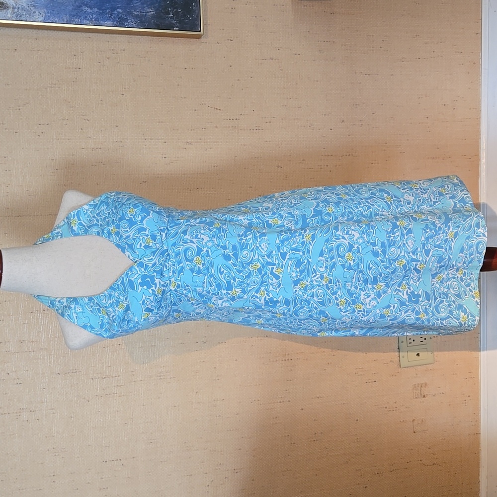 Lilly Pulitzer Blue and Yellow Halter Sundress